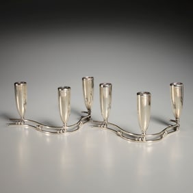 Pair Tango Aceves Modernist sterling candelabra