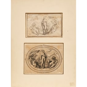 French School, drawing and engraving, c. 1700