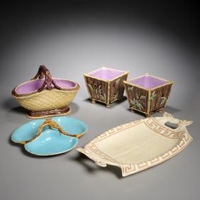 European majolica group, incl. Sarreguemines