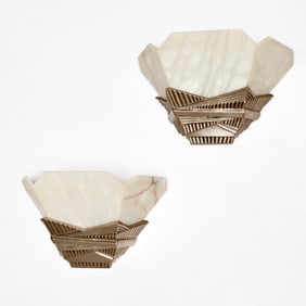 Pair Albert Cheuret style alabaster wall sconces