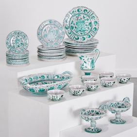 Assembled set Deruta pottery dinnerware