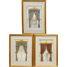 Lemercier, (3) hand-colored lithographs