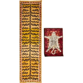 (2) Tibetan style tiger rugs