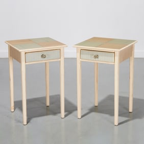 Pair Mackenzie-Childs style painted stands