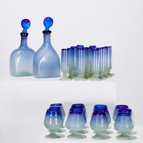 Group Pulegoso style glass barware