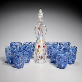 Murano Millefiori glass barware group