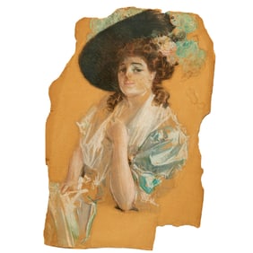 Charles Dana Gibson (circle), pastel on board