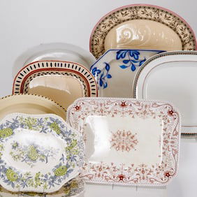 Group (9) English ironstone platters