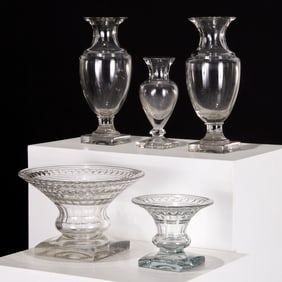 Group antique cut glass tablewares