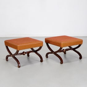 Pair Regency style curule benches