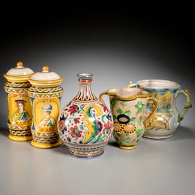 Group (5) Italian majolica vessels