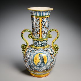 Large antique Italian majolica urn