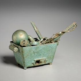 Modern School, found objects sculpture