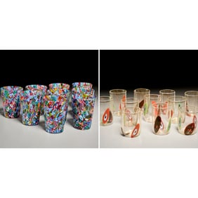 Group (16) Murano millefiori tumblers