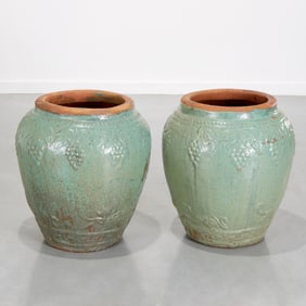 Pair large Continental terracotta jardinieres