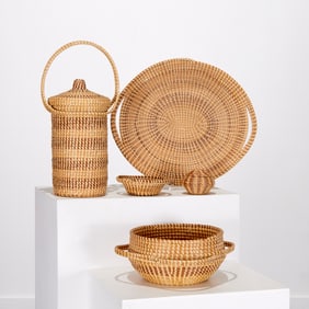 Group (5) South Carolina Sweetgrass baskets