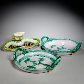 (3) Austrian Nouveau, Secessionist majolica items