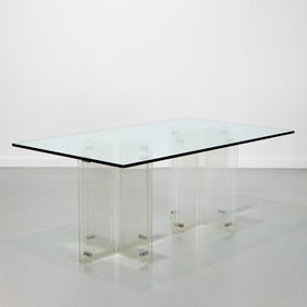 Modernist acrylic and glass dining table