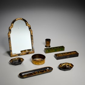 Group (8) Asian lacquerware objects