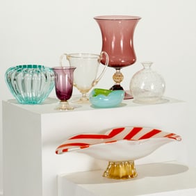 (7) Murano glass vases and tablewares