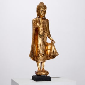 Large Burmese Mandalay giltwood Buddha