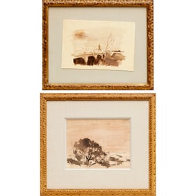 Seymour Remenick, (2) ink wash studies