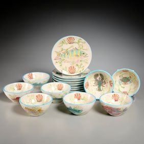 Merrill Strange, Nantucket painted dish set