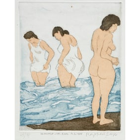 Raphael Soyer, etching in color, 1983