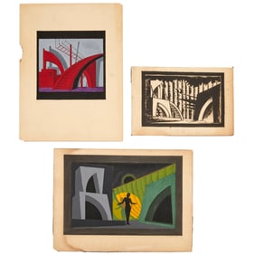 Robert Van Rosen, (3) set design drawings