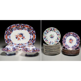 Group antique English Ironstone dinnerware