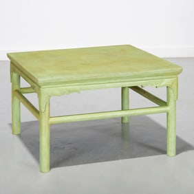 Lime green linen wrapped coffee table
