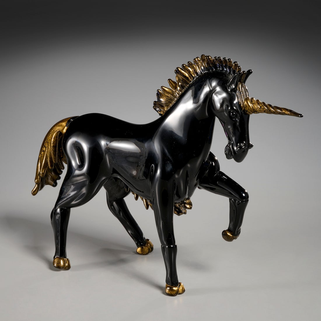 Arnaldo Zanella, Large Murano Glass Unicorn Auction