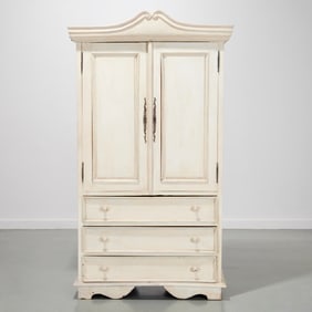 Antique Gustavian style cream painted armoire