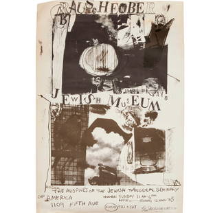 Robert Rauschenberg, signed exhibition poster: Robert Rauschenberg, signed exhibition poster, Robert Rauschenberg (American, 1925-2008), Exhibition poster for The Jewish Museum, 1963, offset lithograph, pencil signed "Rauschenberg" and numbered 35