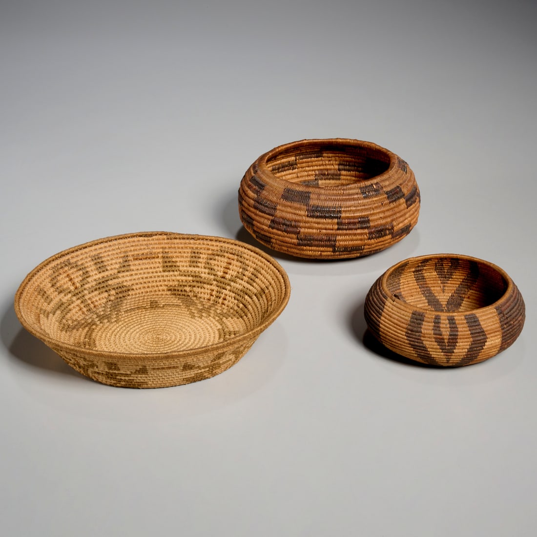 (3) Small Native American Baskets Auction