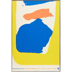 Helen Frankenthaler, lithograph poster, 1965: Helen Frankenthaler, lithograph poster, 1965, Helen Frankenthaler (American, 1928-2011), Emmerich Gallery exhibition poster, 2nd edition, 1977, 28.25"h x 19.25"w (frame)