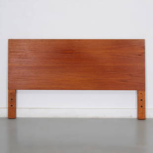 George Nelson, full-size teak headboard: George Nelson, full-size teak headboard, c. 1950s, USA, teak veneer, Herman Miller metal tag, 32"h x 54"w Provenance: A Private Collection: 57 West 58th Street, NYC