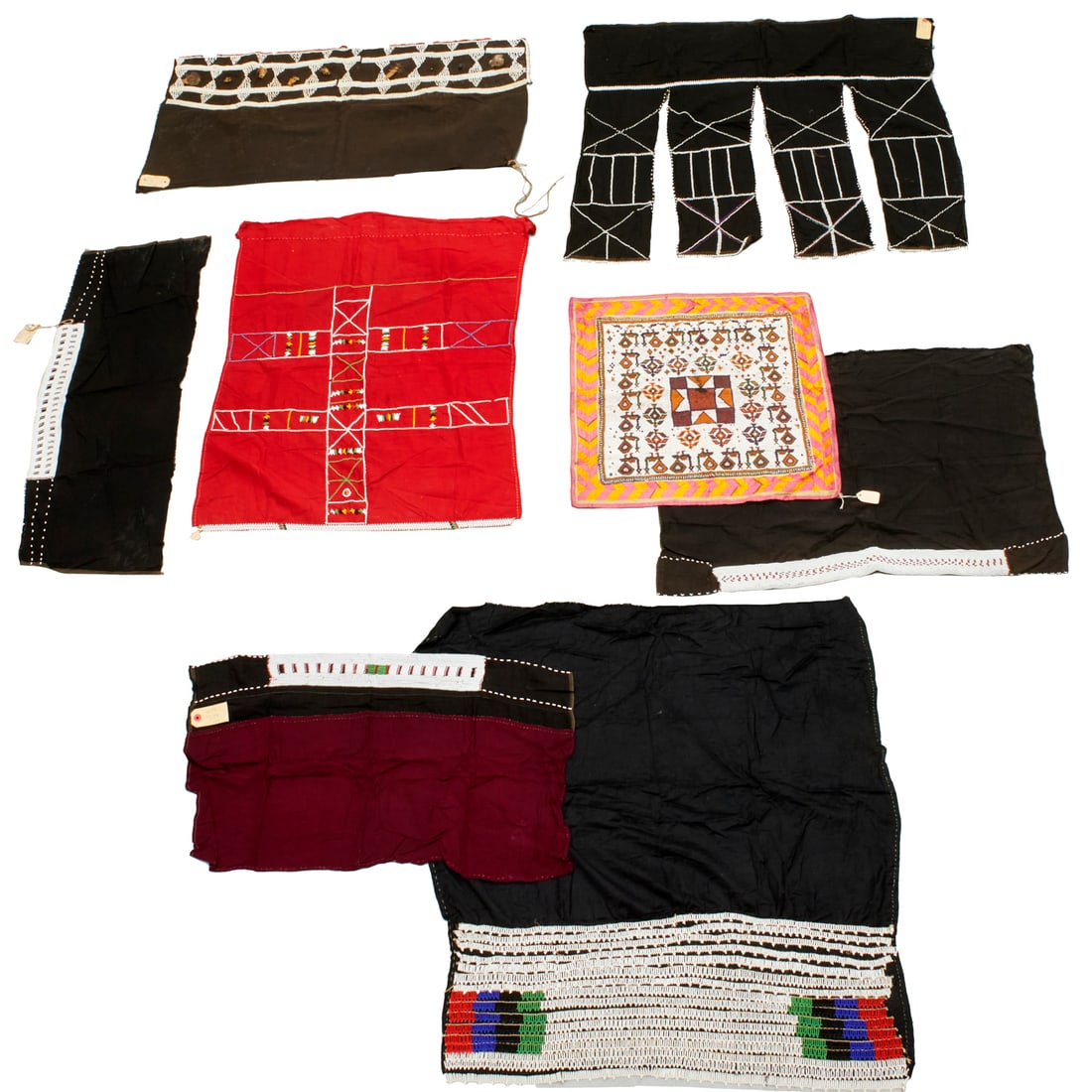(7) African tribal beaded skirts & (1) textile (1 of 7)