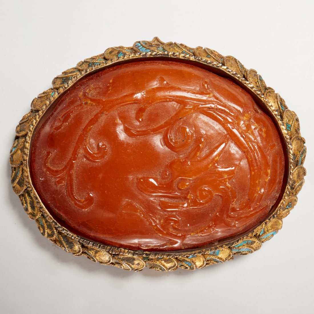 Chinese silver mounted amber carving (1 of 4)
