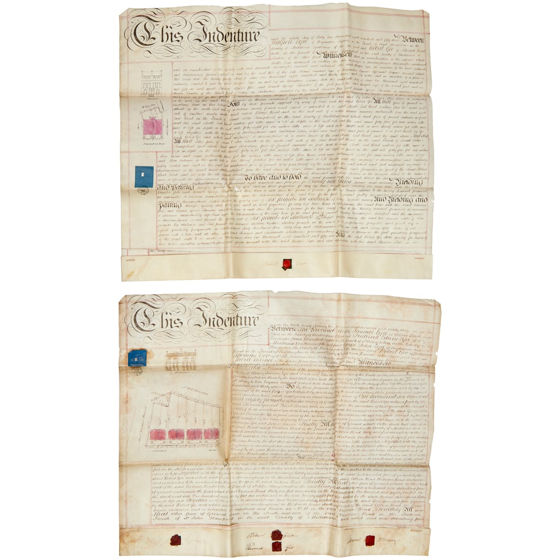 Victorian indentures with architectural drawings (1 of 8)