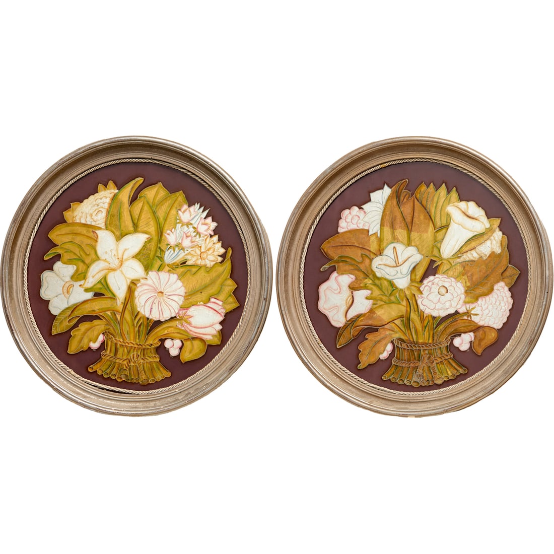 Pair Art Deco eglomise verre tondos (1 of 7)