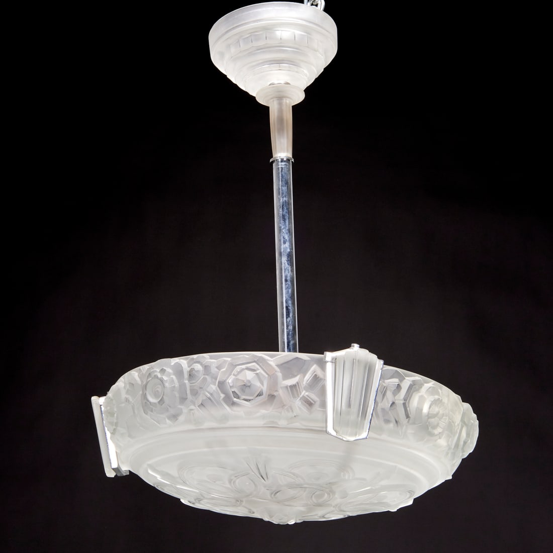 Sabino frosted glass and nickeled brass plafonnier (1 of 6)