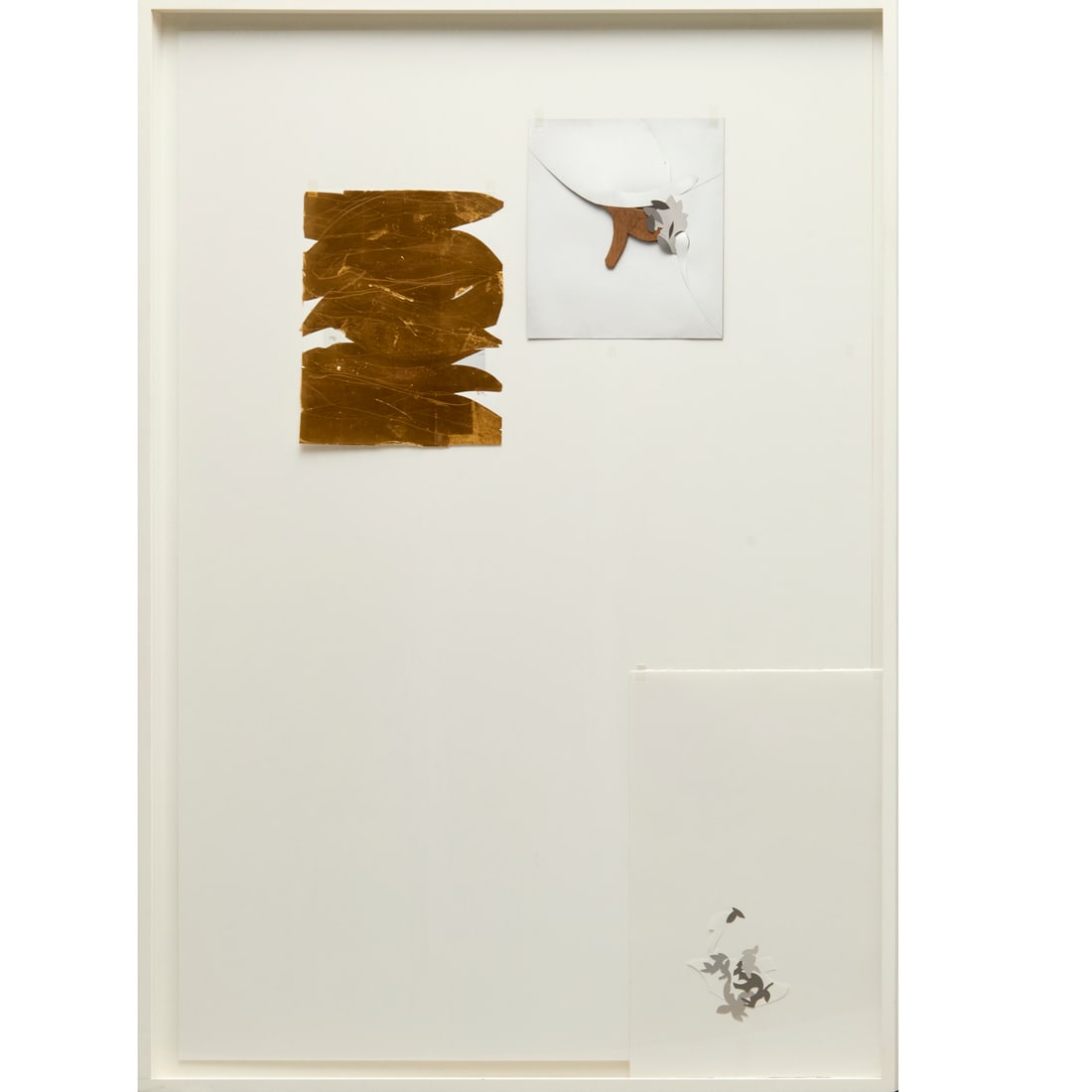 Jim Hodges, mixed media collage, 2006: Jim Hodges, mixed media collage, 2006, Jim Hodges (American, b. 1957), "Arena I (white white)", cut paper, silkscreen, tape and gold leaf, titled, dated and numbered "3/24" on verso, gallery label ver