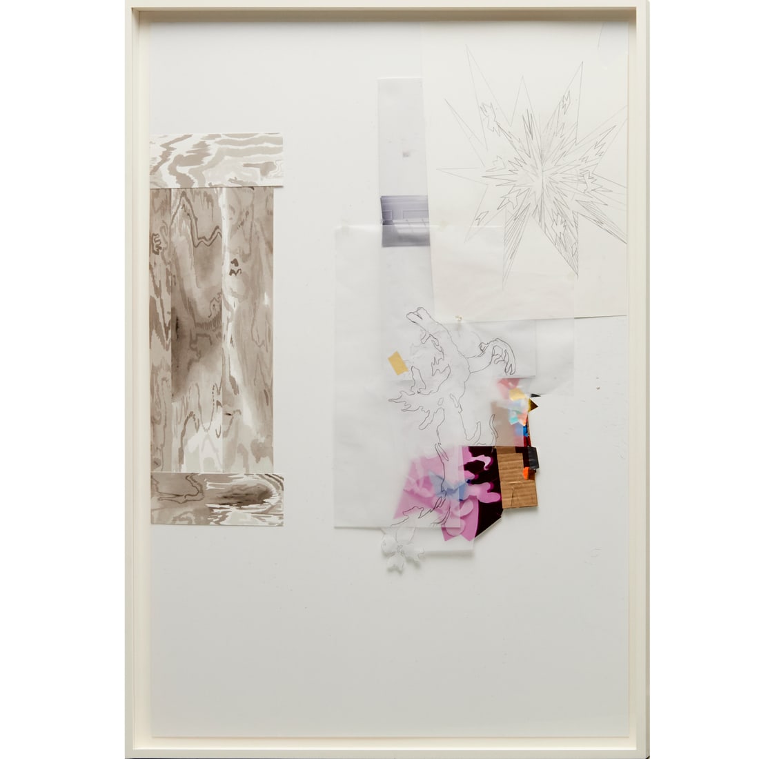 Jim Hodges, mixed media collage, 2015: Jim Hodges, mixed media collage, 2015, Jim Hodges (American, b. 1957), "Arena IV (then, then, now...)", archival pigment print, cardboard, graphite, plastic, metal and tape, signed, titled, dated and