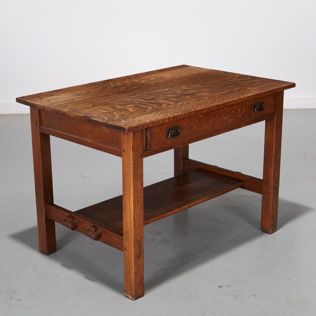 L & JG Stickley, oak library desk (1 of 6)