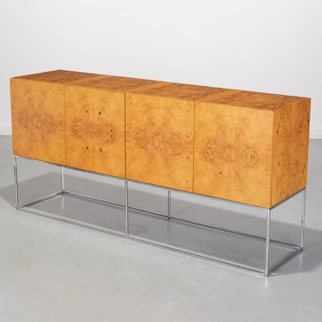 Milo Baughman, burlwood and chrome sideboard (1 of 8)