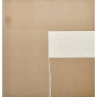 Callum Innes, large-scale oil on linen, 1998: Callum Innes, large-scale oil on linen, 1998, Callum Innes (Scottish, b. 1962), "Exposed Painting Titanium White", signed and dated "C Innes 96" on the overlap, gallery label verso, unframed, 64"h x