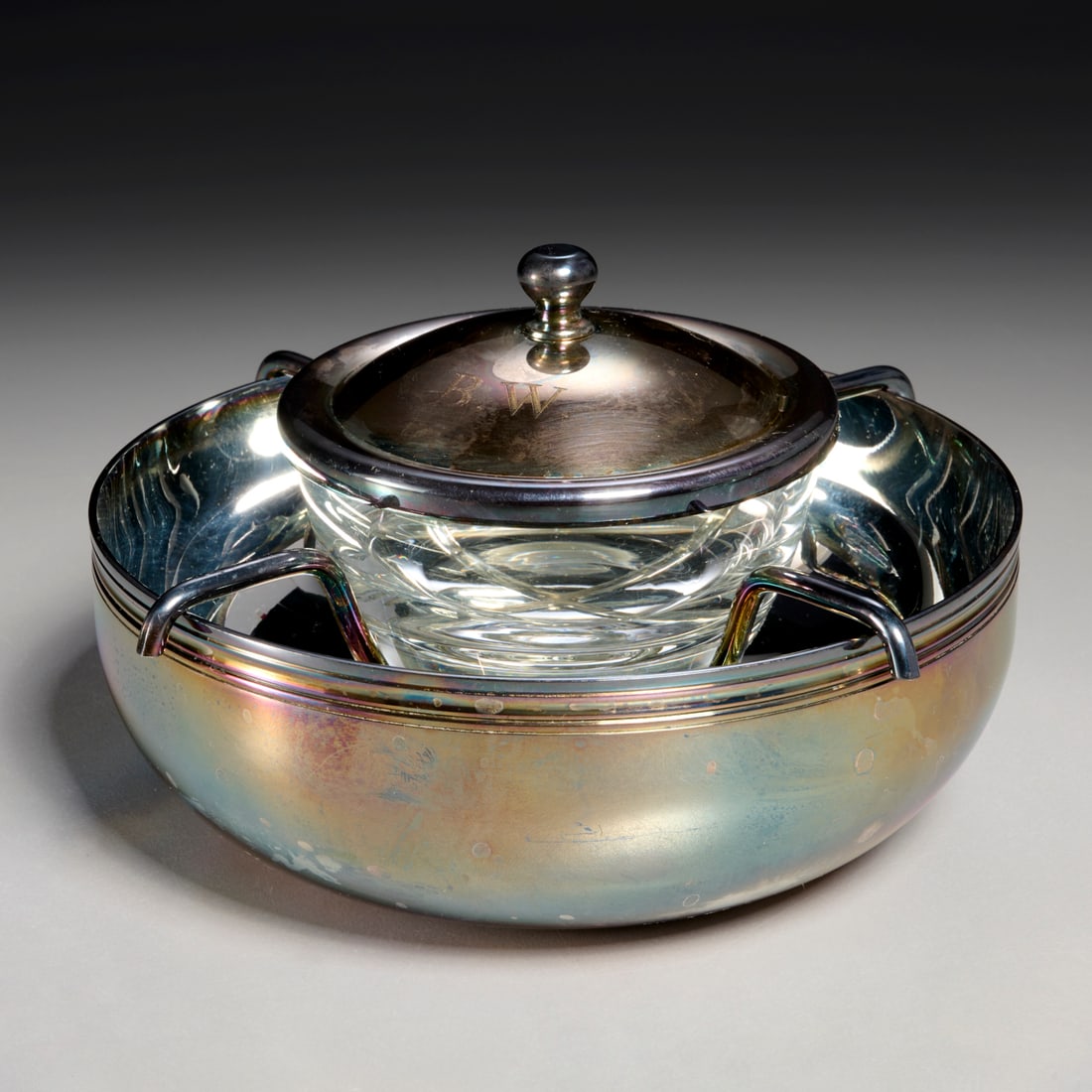 Christofle caviar dish, Barbara Walters monogram (1 of 8)