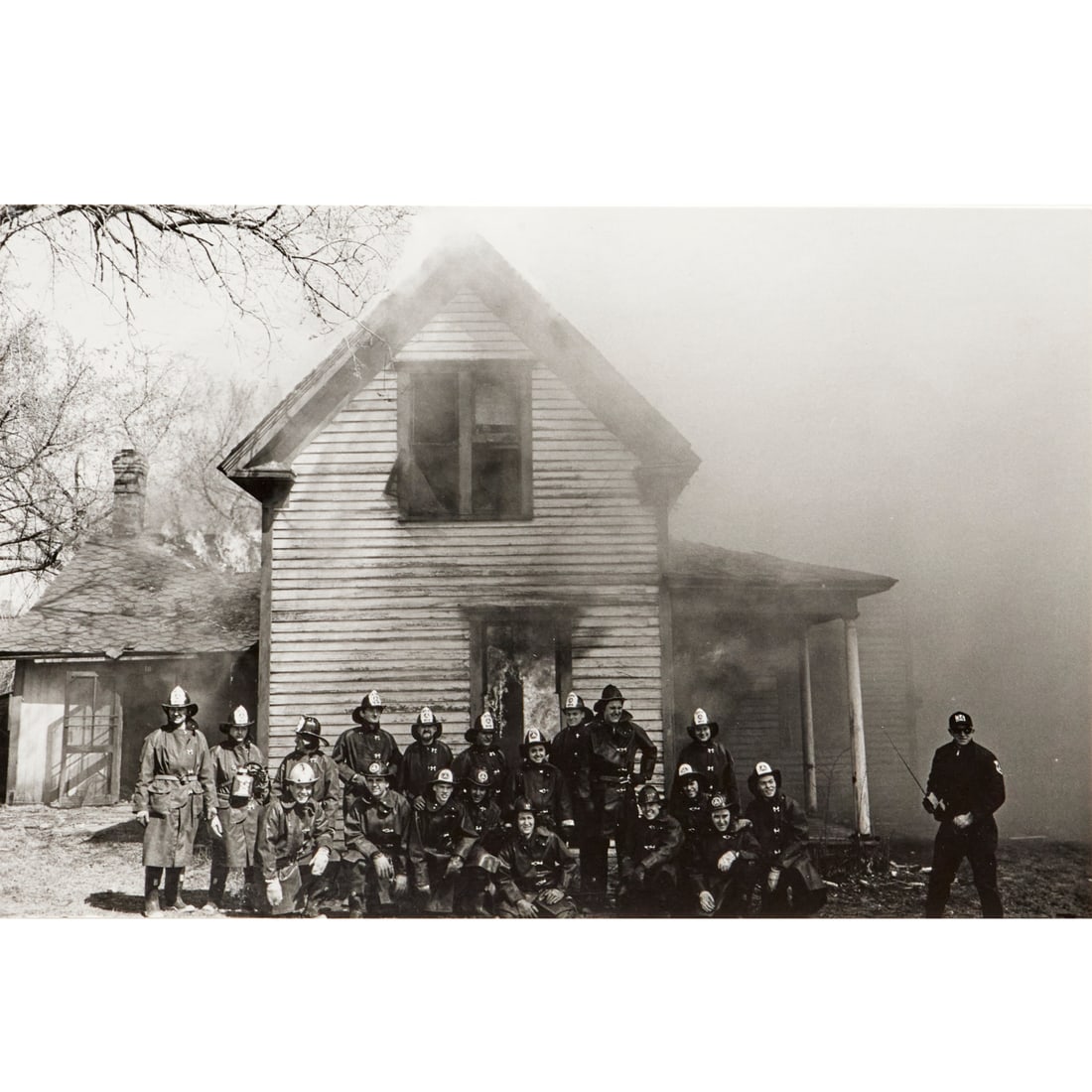 Lee Friedlander, photograph, 1969: Lee Friedlander, photograph, 1969, Lee Friedlander (American, b. 1934), Untitled (Firemen) from "Photographs and Etchings: Lee Friedlander and Jim Dine", gelatin silver print on heavy paper mount, pen