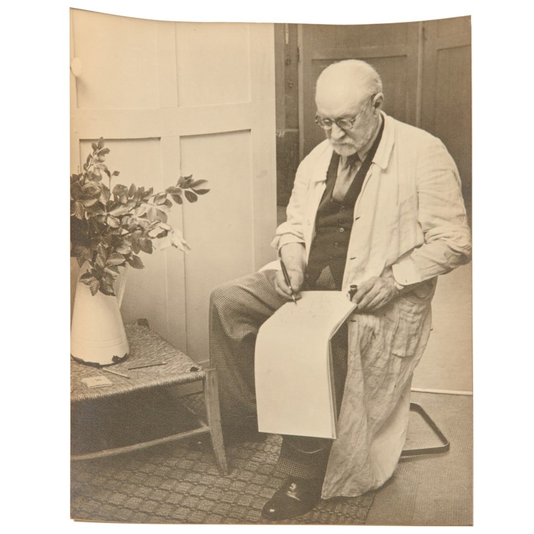 Brassai, Henri Matisse in His Studio: Brassai, Henri Matisse in His Studio, Brassai (French, 1899-1984), 1939, silver print on textured matte finish paper, published 1944 in "Hommage No. 2, Dessins de Matisse", by Philippe Fontana, Monaco